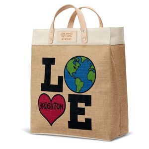 Brighton "Love Makes the Earth Go Round" Tote Bag Purse Leather Handles